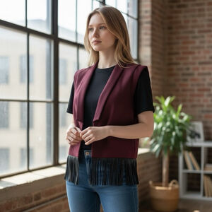 413 - RD STYLE VEST WITH REMOVEABLE FRINGE